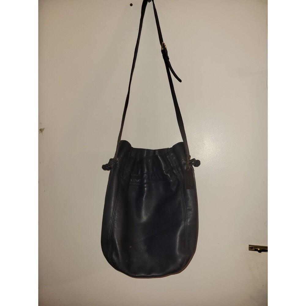 Navy Blue Coach Delancy Drawstring bag Serial No 0615-302